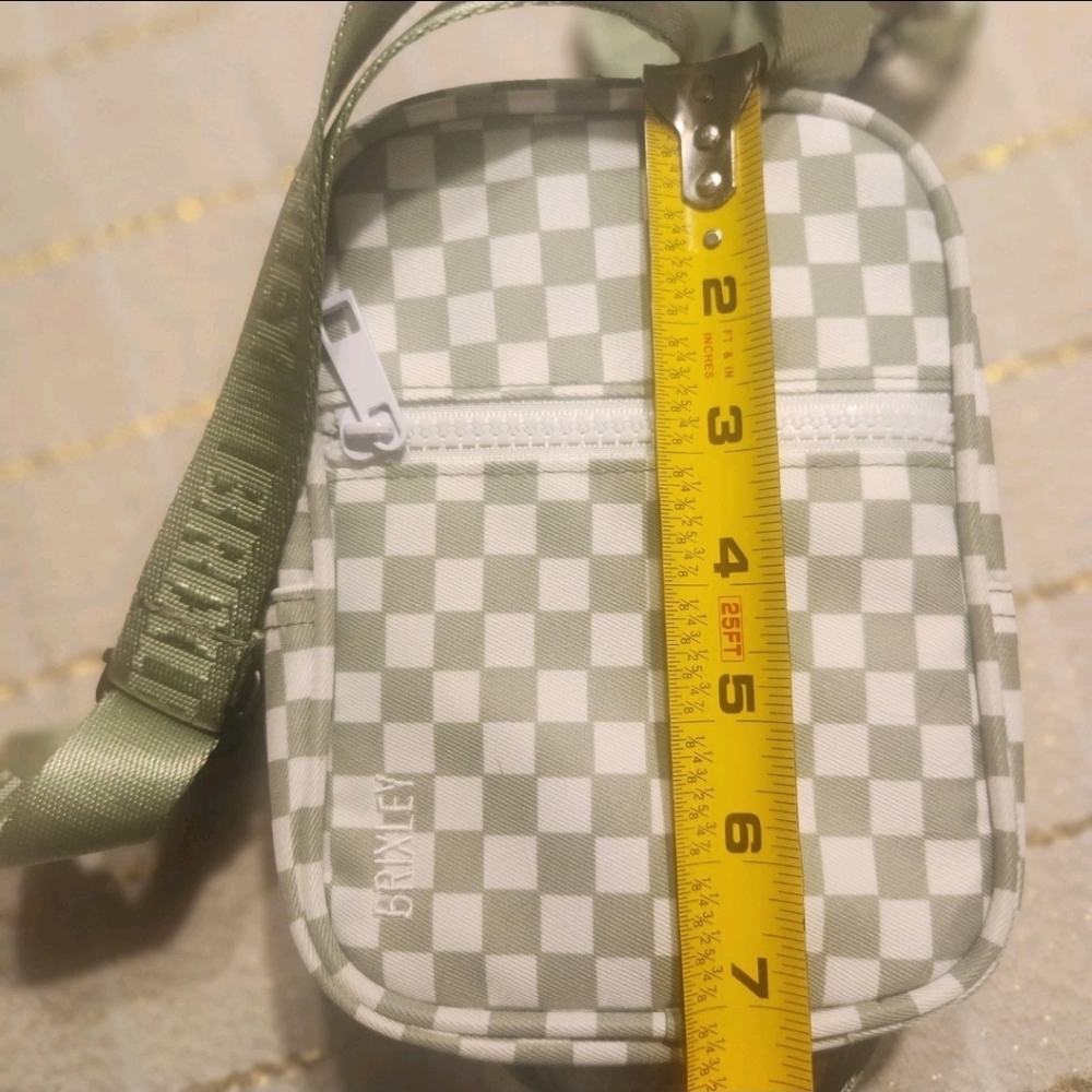 Brixley Small Green/ White Checkered Crossbody Bag with Built-In Card Holder - Picture 5 of 10